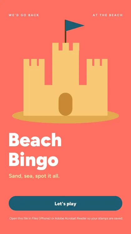 Beach Bingo: cover screen of the game