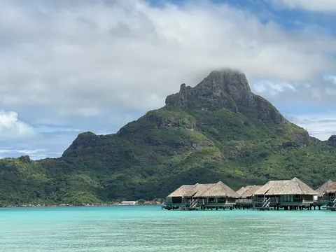 Bora Bora Mount Otemanu over overwater bungalows, Bora Bora, our trip 2026
